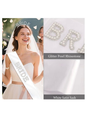 Women's Bride Sash and Tiara Set, One Size, White and Silver